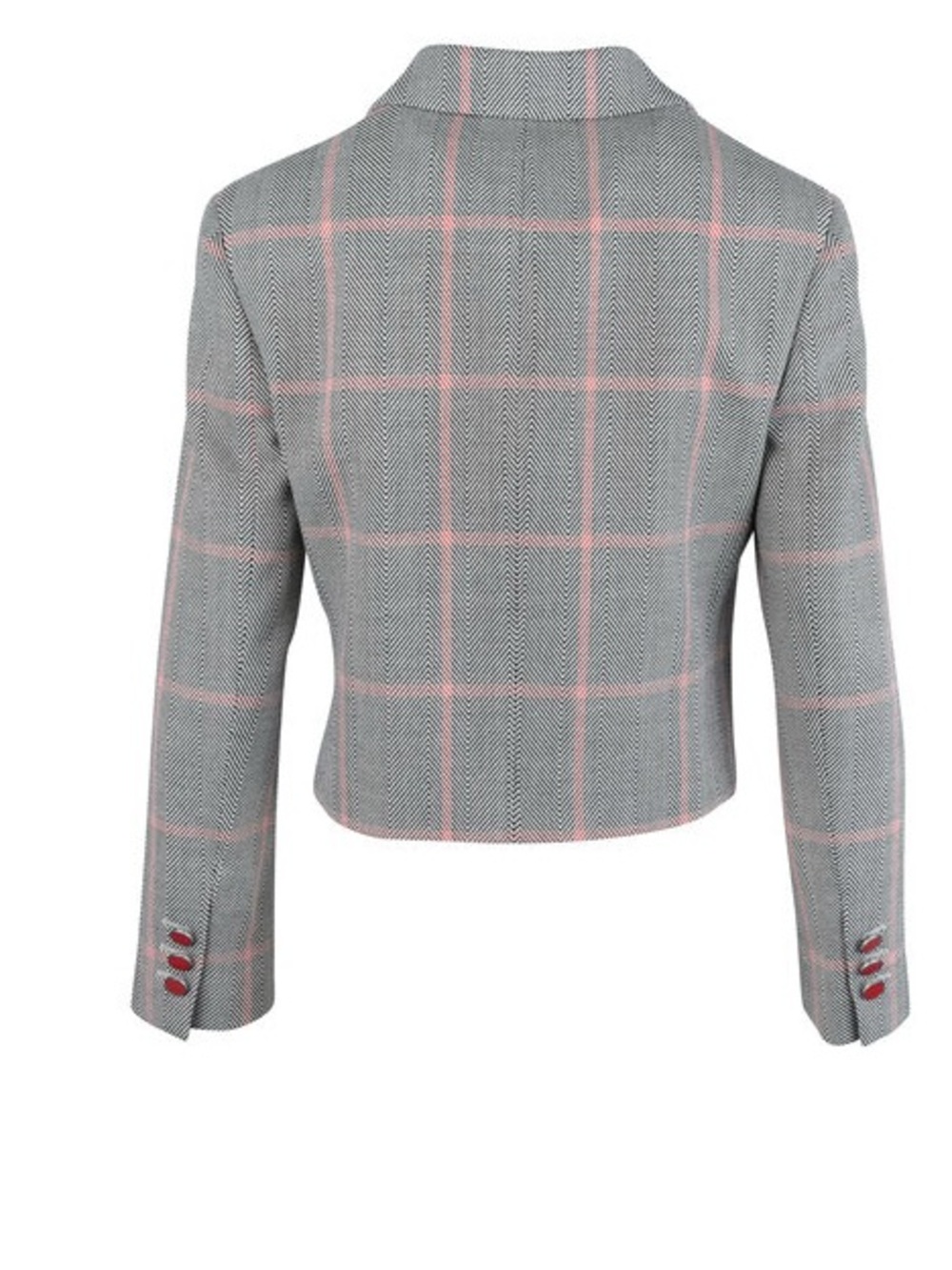 Giorgio Armani Cropped Blazer Jacket Plaid Chevron size 46 US 10 Double Breasted
